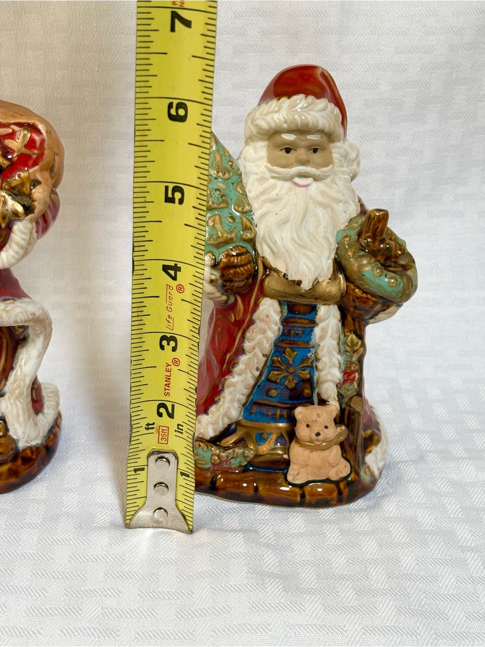 Set of 5 Decorative Red and White Santa Figurines - Holiday Home Décor